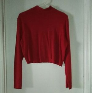 Womens red cropped long sleeve